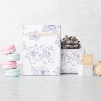 Papier Cadeau Fleurs sombres et lunaires | Ligne botanique viole