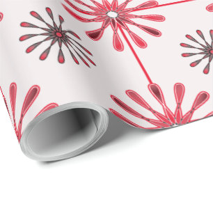 Papier Cadeau Fleurs spirales rétro Choisissez votre couleur Arr