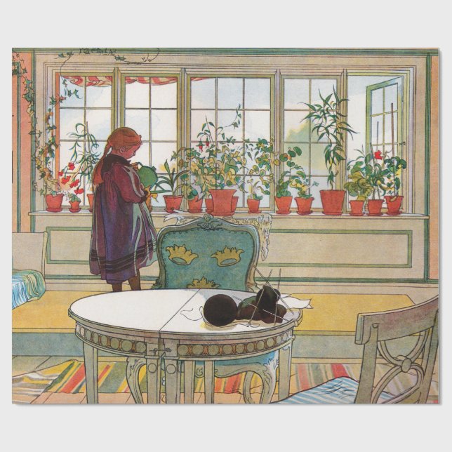 Papier Cadeau Fleurs sur le rebord de la fenêtre par Carl Larsso (Plat)