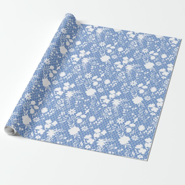 Papier Cadeau Fleurs sur net 01.bx4 Lblue BG (Déroulé)
