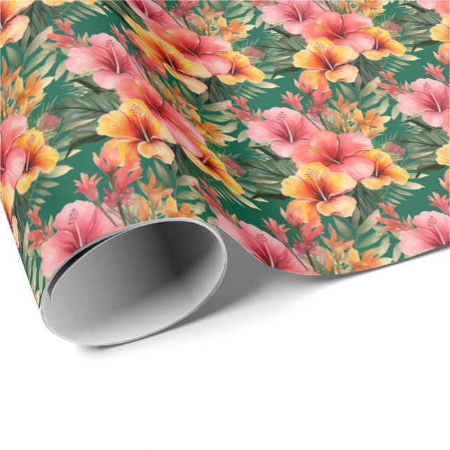 Papier Cadeau Fleurs tropicales (Coin rond)
