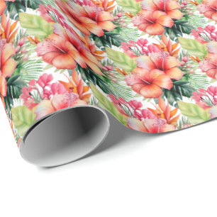 Papier Cadeau Fleurs Tropicales