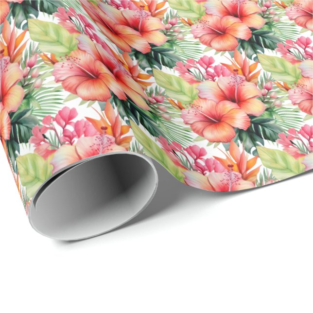 Papier Cadeau Fleurs Tropicales (Coin rond)