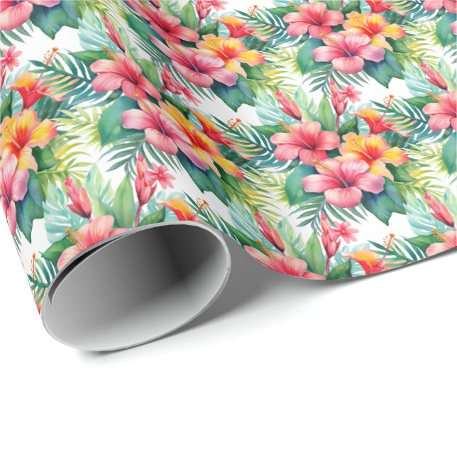 Papier Cadeau Fleurs tropicales (Coin rond)