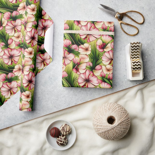 Papier Cadeau Fleurs tropicales abstraites (Artisanat)