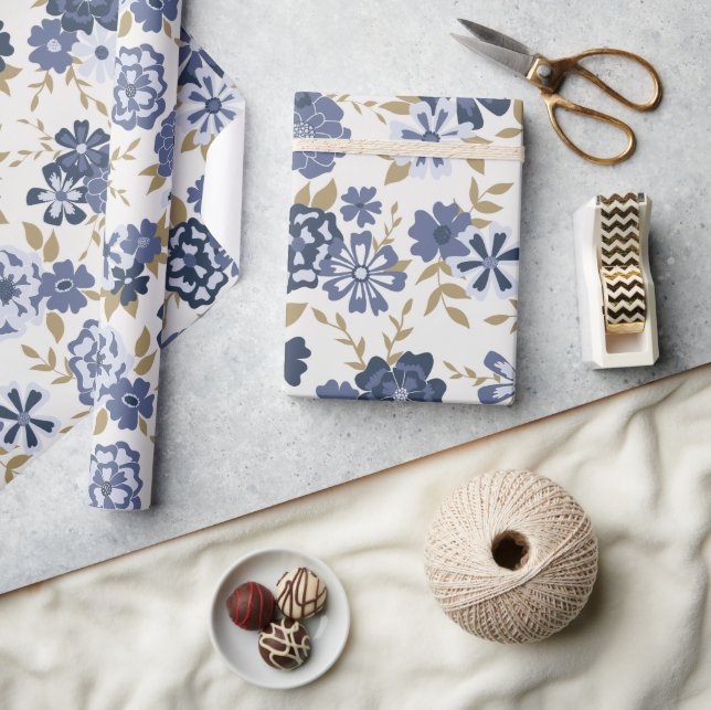 Papier Cadeau Fleurs Vins Bleues Cadeau Botanique (Artisanat)