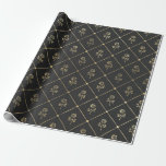 Papier Cadeau Fleurs Vintage Noir et Gris<br><div class="desc">Papier d'emballage à motif floral vintage parisien gris et noir.</div>