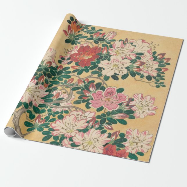 Papier Cadeau Fleurs Vintages Azalea Peinture japonaise (Déroulé)