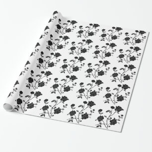 Papier Cadeau Fleurs vintages de noir de style
