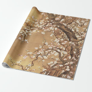 Papier Cadeau Fleurs vintages de prunes japonaises au clair de l
