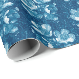 Papier Cadeau Fleurs Vintages Jasmin Fleurie Motif Floral Bleu