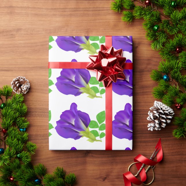 Papier Cadeau Fleurs Violettes (Cadeau de vacances)
