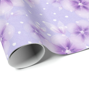 Papier Cadeau Fleurs violettes à points