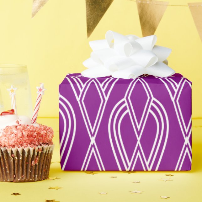 Papier Cadeau Fleurs violettes Art Déco (Fête d'anniversaire)