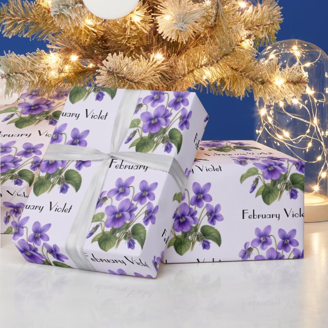 Papier Cadeau Fleurs Violettes de Février (Vacances)