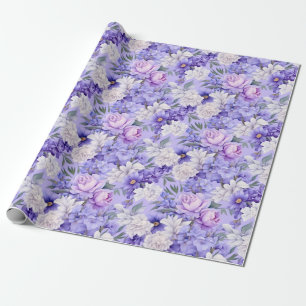 Papier Cadeau Fleurs violettes romantiques