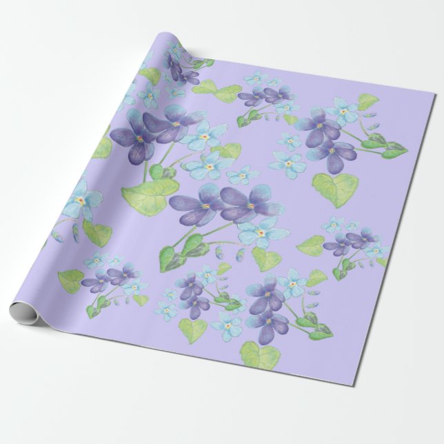Papier Cadeau Fleurs violettes sauvages (Déroulé)