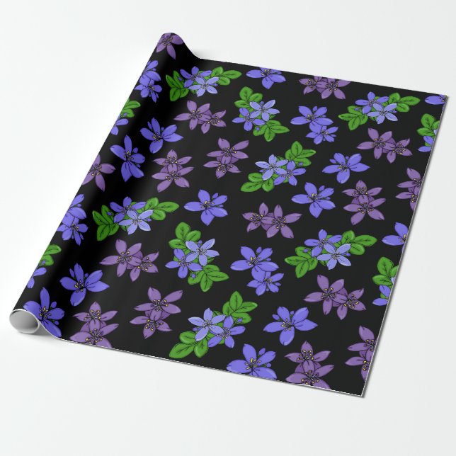 Papier Cadeau Fleurs Vitae Lignum Violet Jamaïcain Motivées (Déroulé)