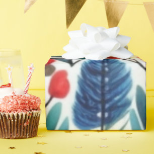 Papier Cadeau Fleurs vives et colorées ornithologie ornithologiq