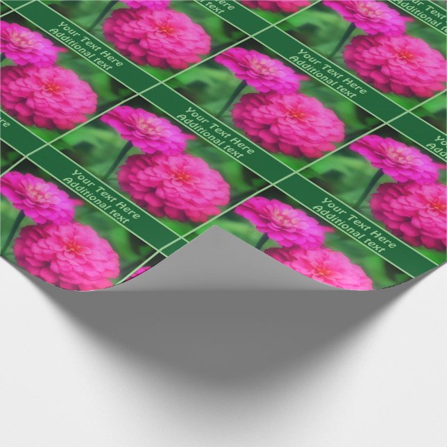 Papier Cadeau Fleurs Zinnia Rose Personnalisées (Coin)