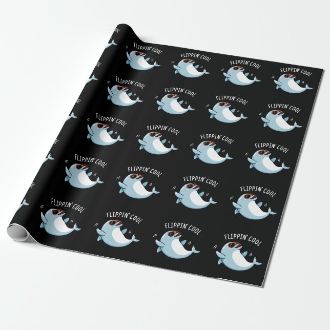 Papier Cadeau Flippin Cool Drôle Dolphin Pun Dark BG (Déroulé)