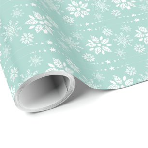 Papier Cadeau Flocon de neige Abstrait turquoise-vert et blanc