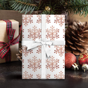 Papier Cadeau Flocon de neige artistique faux or rose Noël