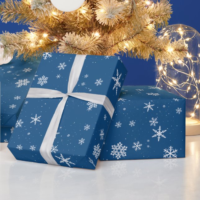 Papier Cadeau Flocon de neige bleu Hiver Noël Vacances (Vacances)