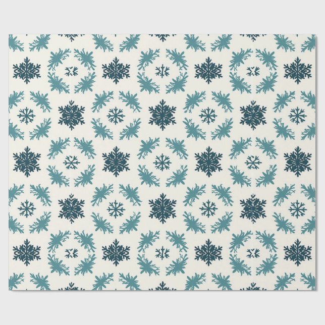 ❄️ Papier Cadeau Flocon de Neige Bleu pour les Cad (Plat)