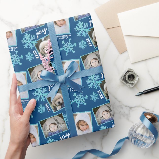 Papier Cadeau Flocon de neige Blue Opal Élégant Noël 3 Photo (Cadeaux)