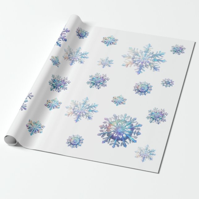 Papier Cadeau Flocon de neige brillant (Déroulé)
