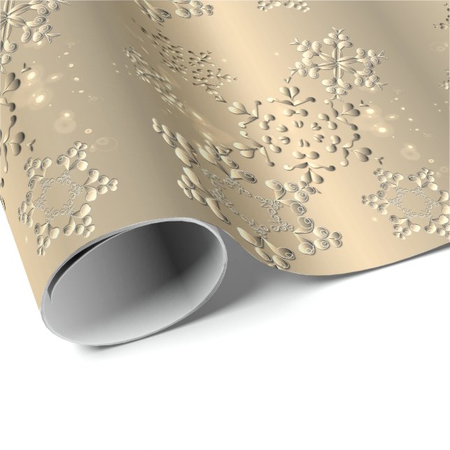Papier Cadeau Flocon de neige Bronzy (Coin rond)