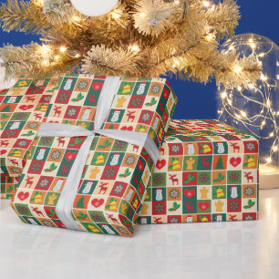 Papier Cadeau Flocon de neige de Noël moderne mignon, bonhomme d