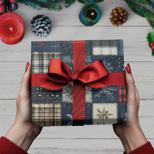 Papier Cadeau Flocon de neige de Noël rétrospectif