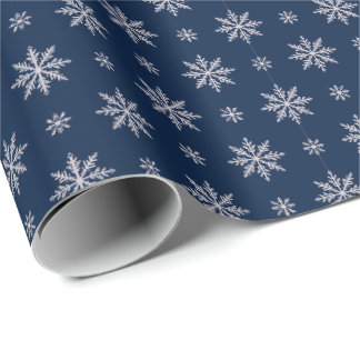 Papier Cadeau Flocon de neige élégant motif bleu sans couture