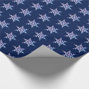 Papier Cadeau Flocon de neige iridescent sur fond bleu foncé