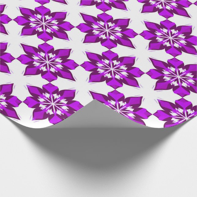 Papier Cadeau ❄ Flocon de neige Motif de carreau violet d'hiver  (Coin)