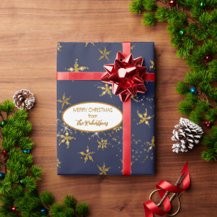 Papier Cadeau Flocon de neige Noël Elégant Gold Twinkle Star Nav