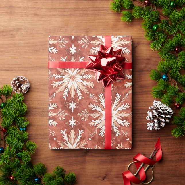 Papier Cadeau Flocon de Neige Peint Fêtes de Noël (Cadeau de vacances)