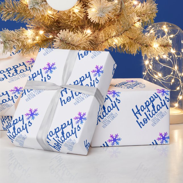 Papier Cadeau Flocon de neige rose écriture festive Joyeux Noël (Vacances)