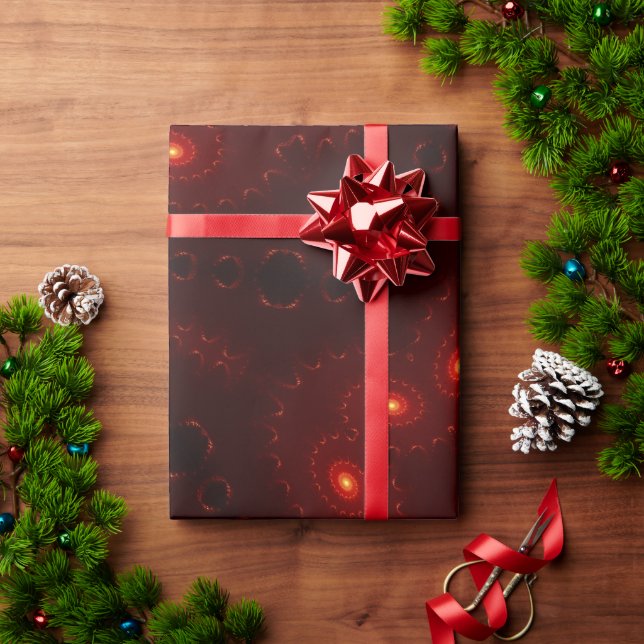 Papier Cadeau Flocon de neige rouge foncé en Bourgogne gothique (Cadeau de vacances)