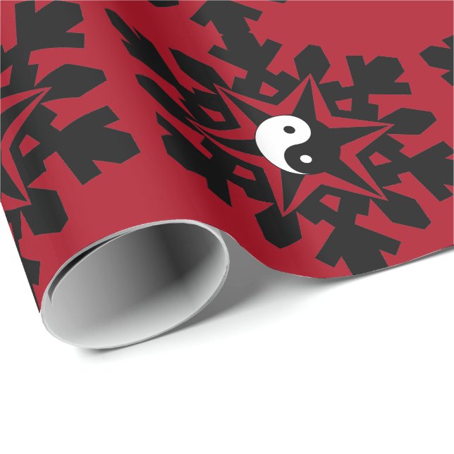 Papier Cadeau Flocon de neige - yin yang (Coin rond)