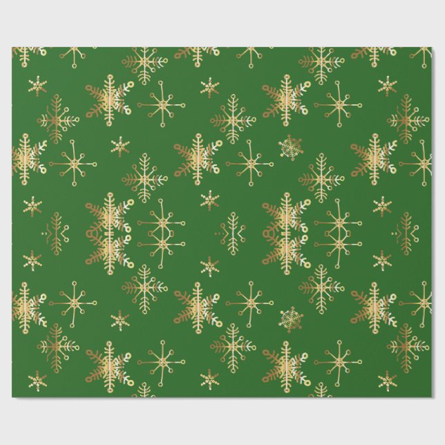 Papier Cadeau Flocon de Noël en Or (Plat)