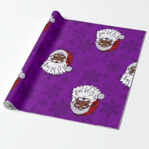 Papier Cadeau flocon de Noël violet noir père Noël