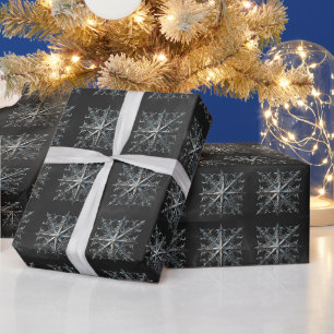 Papier Cadeau Flocons de neige argentés Noël gothique noir