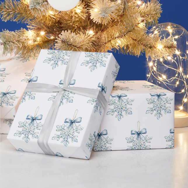 Papier Cadeau Flocons de neige blancs bleus Noël (Vacances)
