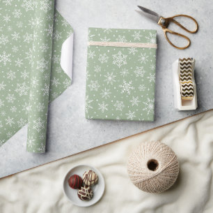Papier Cadeau flocons de neige blancs en hiver étoiles neige sur