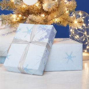 Papier Cadeau Flocons de neige bleu clair   Joyeux Noël