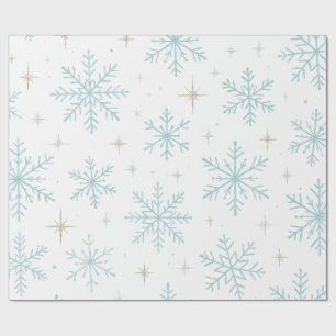 Papier cadeau flocons de neige bleu et blanc scint