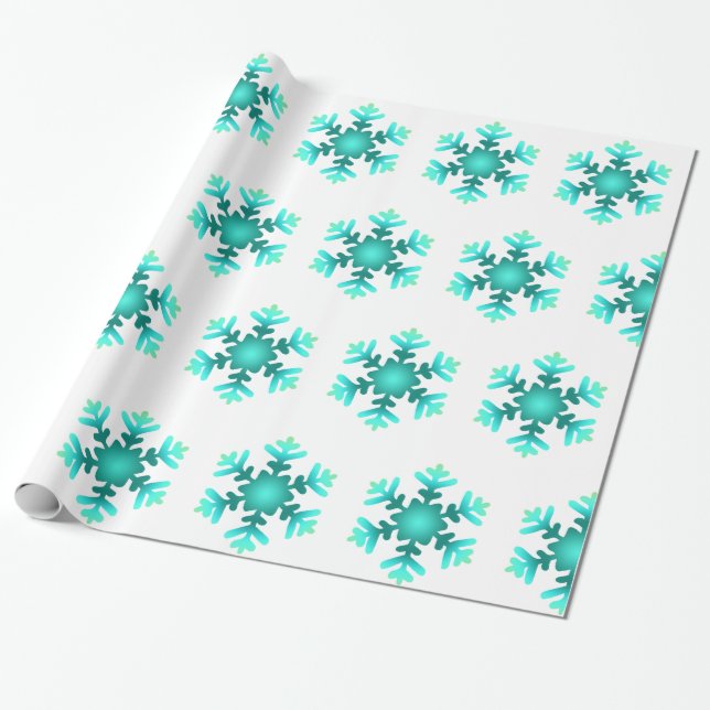 Papier Cadeau Flocons de Neige Bleus (Déroulé)